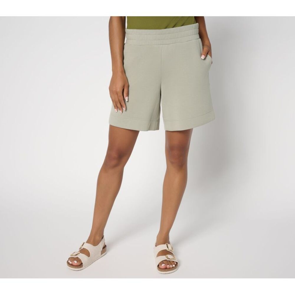 Top Knot Women's Plus Sz Pants 3X ScubaLuxe Wide Hem " Short Green